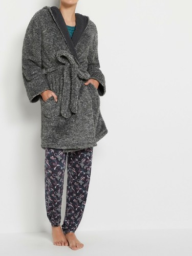 NEW SUSSAN Fluffy Jersey Lined Dressing Gown Hooded Charcoal XS/S with Tag  9353624178626 | eBay