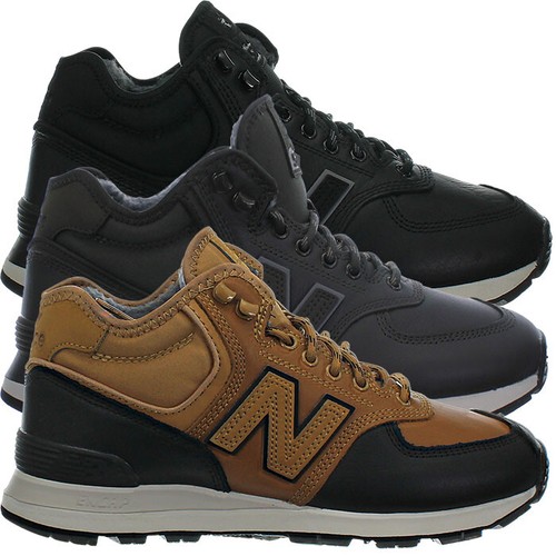 New Balance 574 Mens Leather High-Top Winter Sneakers Fur Casual Shoes NEW - Picture 1 of 4