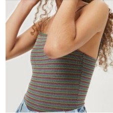 NWT TOPSHOP Metallic Stripe Bodysuit Tank Top/Cami Size: US 4 Color: Black Multi