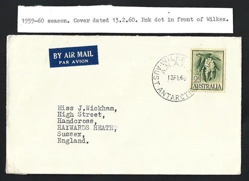 Australian Antarctic 1962 Wilkes FDC to England
