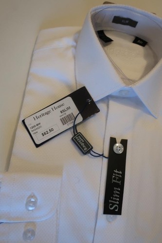 NWT Boys Ragazzo Uomo White Button Down Dress Shirt 8 Slim - Picture 3 of 4