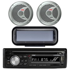 Bluetooth Marine Radio MP3/USB CD Cover, 2x 6.5" Waterproof Silver Speakers