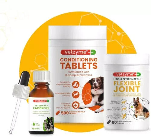 90 Count Vetzyme Flexible Joint Tablets for Dogs, Hip & Joint Care Supplements - Picture 9 of 9