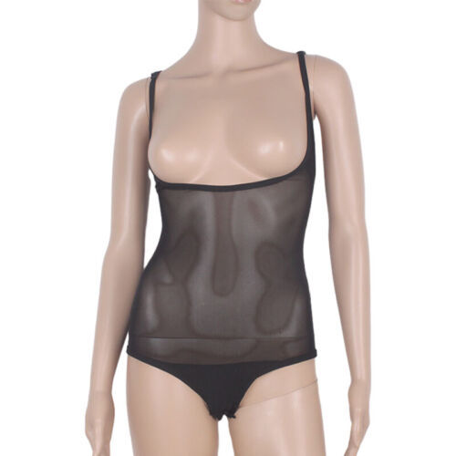 Women Belly Dance Body Stocking Sleeveless Stretch Mesh Sling Leotard Bodysuit - Picture 16 of 22