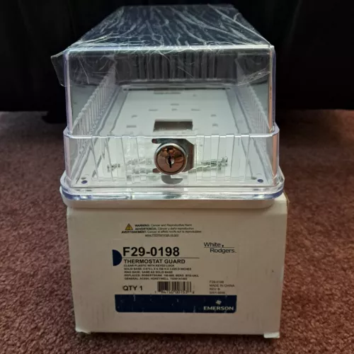 White -Rogers F29-0198 Thermostat Guard, clear plastic with keyed lock