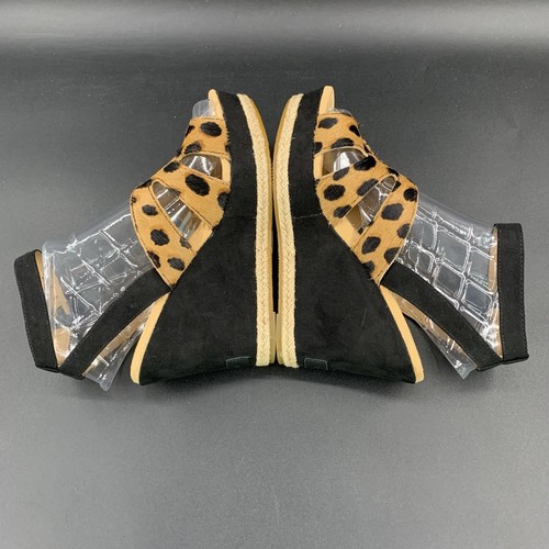 UGG CAREENA PLATFORM ESPADRILLE WEDGE SANDAL JAGUAR PRINT COW HAIR WOMENS US 7 - Picture 9 of 18