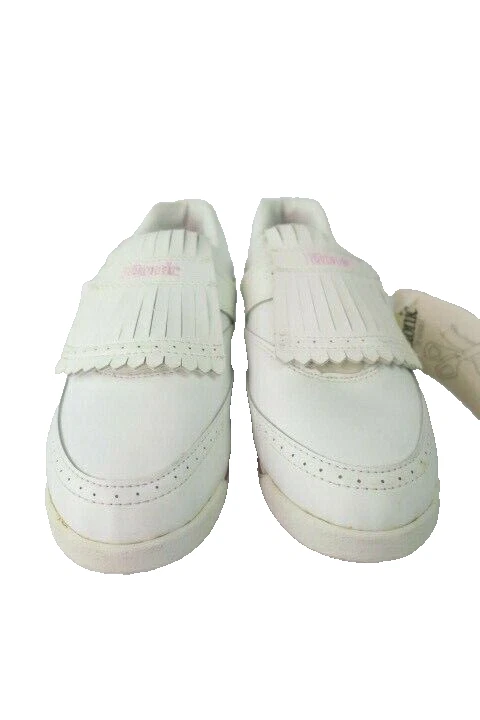 Nuevos zapatos de golf para mujer Etonic St8805 de cuero blanco púrpura con borlas 9M Foto 3 de 4