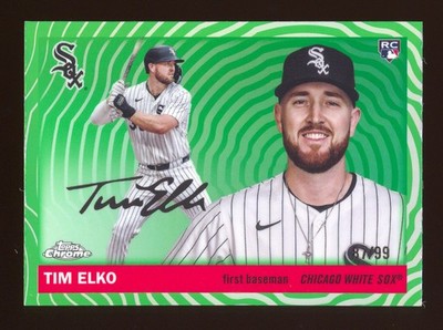 2025 Topps Chrome Platinum Tim Elko Green Vibrations Refractor /99 RC #243