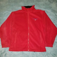 Vintage Polo Sport Embossed Fleece Full Zip Jacket Mens Large Red Ralph Lauren