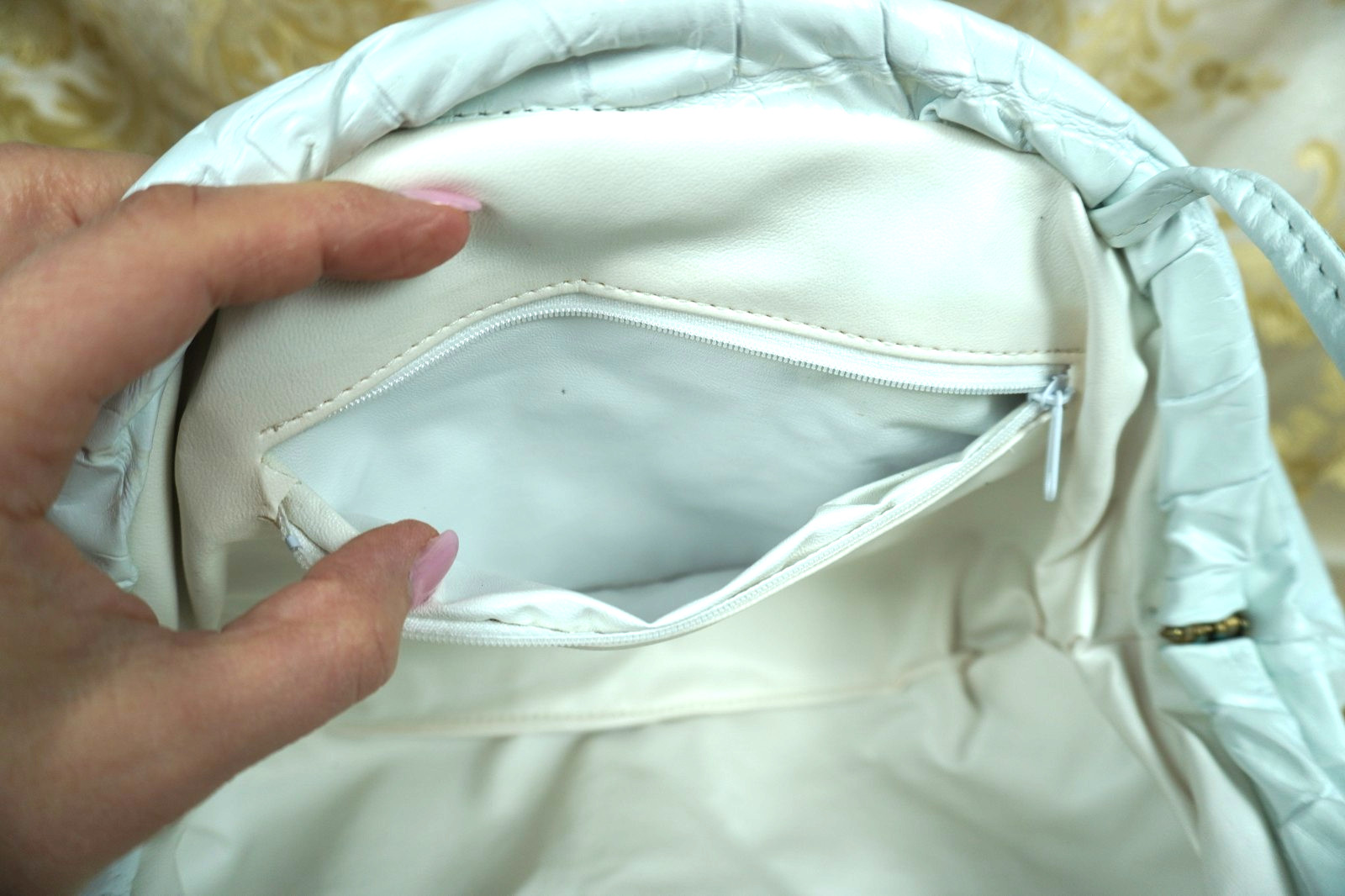 Saddle Handbag Patchwork Embossed Leather Boho Ch… - image 6