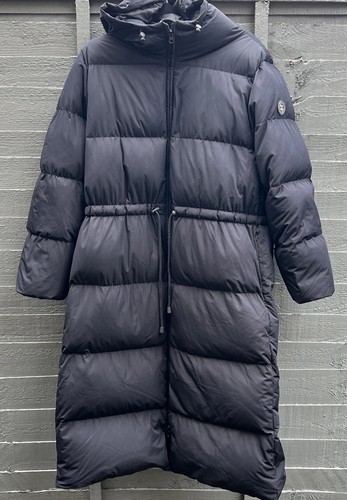 SWEATY BETTY BLACK ALTO PUFFER DUCK FILLED DOWN JACKER COAT LONGLINE SIZE MEDIUM