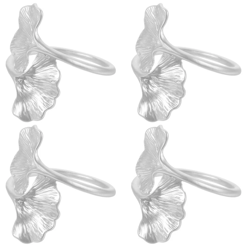 4 Pcs Allacciatovaglioli Anello Portatovagliolo Anelli Di Metallo Da Pranzo - Immagine 3 di 4