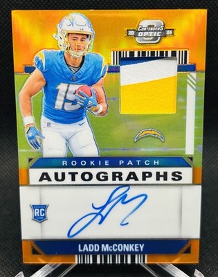 2024 Contenders Optic Ladd McConkey 15/35 3-color RPA JERSEY NUMBER Orange RC