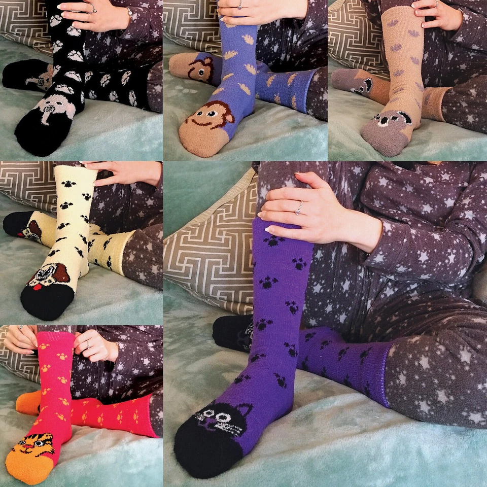 Calcetín Snob - Damas Esponjoso Antideslizante Lindo Novedad Diseño Animal Zapatilla Calcetines Foto 3 de 4