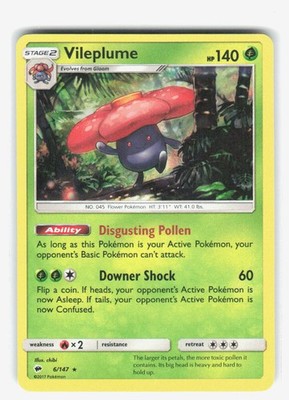 Vileplume Holo Rare SM - Burning Shadows 6/147 NM-LP