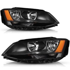 For 2011-2018 Volkswagen Jetta Black Amber Headlights Headlamps Factory Halogen