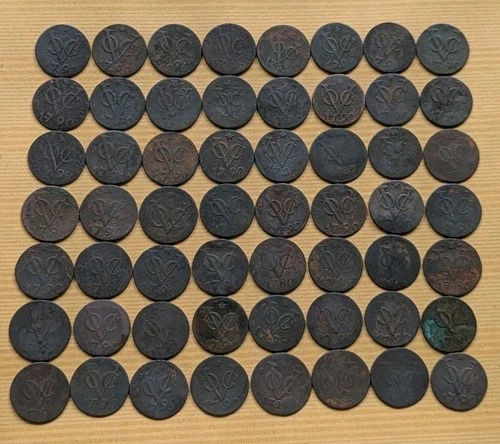 56 Pcs Dutch Netherlands VOC 1 Duit 1700" New York Penny Copper Coin_b75
