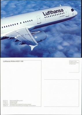 Postcard Lufthansa Airbus A321-100 aviation aircraft 1993