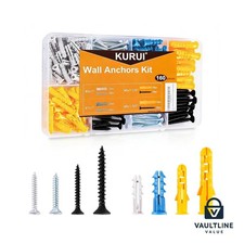 Drywall Anchors and Screws Set 160Pcs Assortment Kit 4 Sizes Plastic and Steel