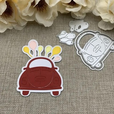 Car With Balloons Metal Cutting Dies Scrapbooking Card Making Craft