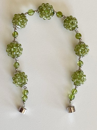 Sterling Silver Peridot Glass Pendant Necklace & JTV Peridot Knot Bracelet NIP - Picture 12 of 20