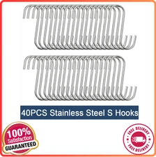 40 Pack S Hooks Stainless Steel Heavy Duty S Hooks Hanging pots Pans Plants Mugs