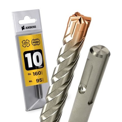 SDS Plus Hammerbohrer 4X Schneiden PGM Ø 10mm x 95mm - AMBOSS Werkzeuge SDS