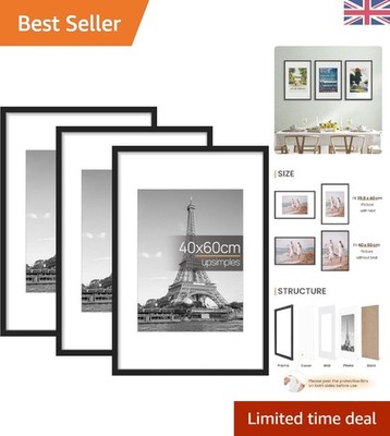 Elegante Bilderrahmen 3er Pack 40x60cm rechteckig schwarz - perfekt für Kunst