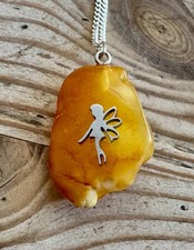 Bernstein Anhänger Wald Elfe Fee Schmuck Zauber Magie Winx Pilz Silber 925 E4