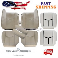 Front Leather Seat Cover Foam Pad Tan For 2003-2006 Chevy Suburban 1500 2500