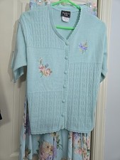 VTG Southern Lady Skirt Set Med Embroidered Cardigan Spring Cottagecore EUC