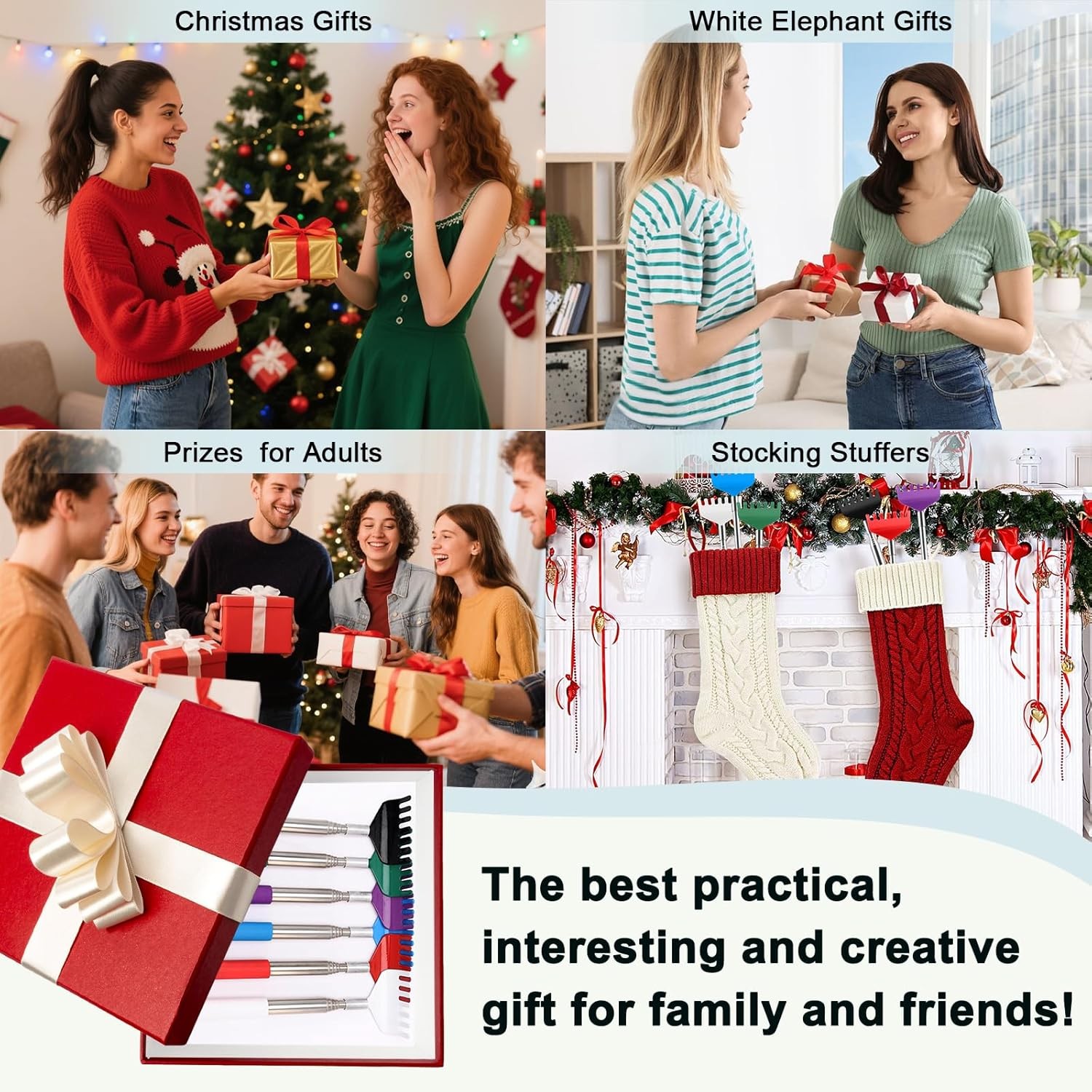 6 Pack Back Scratcher, Christmas Gifts for Men Women Teens, Stocking Stuffers...