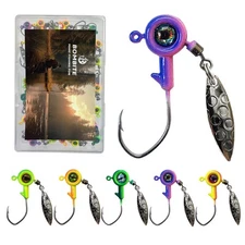 Bombite Crappie Jigs with Spinner 1/32 oz Underspin Fishing Jig Heads for Pan...