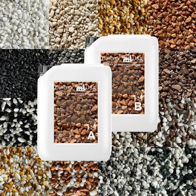 Steinteppich Epoxidharz Set Innen & Außen (ca. 56kg / 4-5m²) | 16 Farben | 50kg 