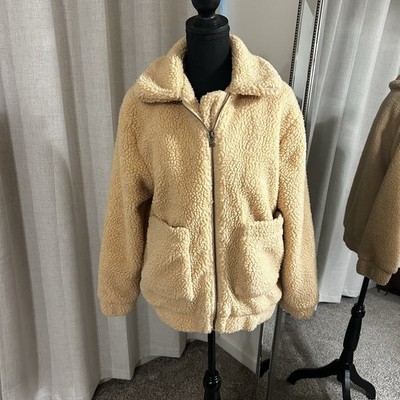 Women s Elodie Tan Faux Shearling Teddy Coat Size S Faux Fur