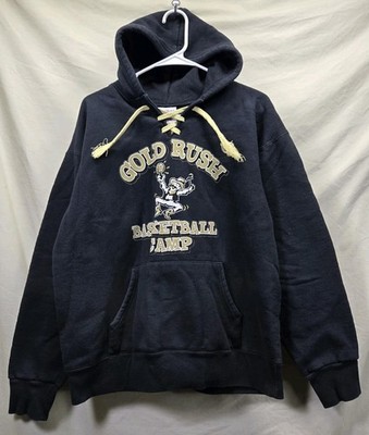 Vintage EAGLE USA Black Hoodie Jacket MADE IN USA Men Large Gold Rush Basketball