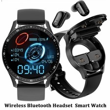 Wearable with wireless earphones 1.32-inch round AMOLED display, OS-compatible
