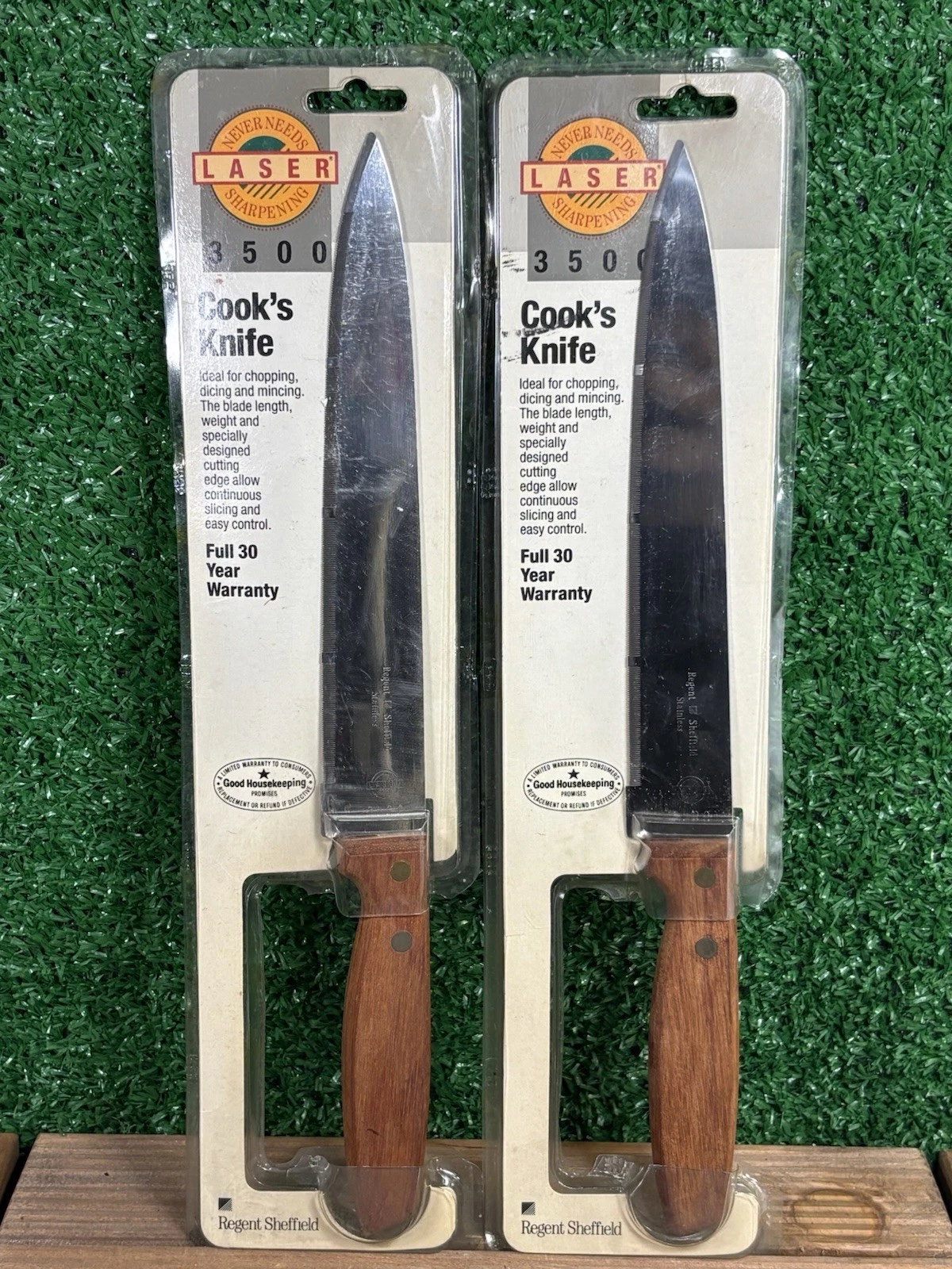 2 Regent Sheffield! Stainless Steel Laser 3500 Serrated Edge Knife! 8" Blade NOS