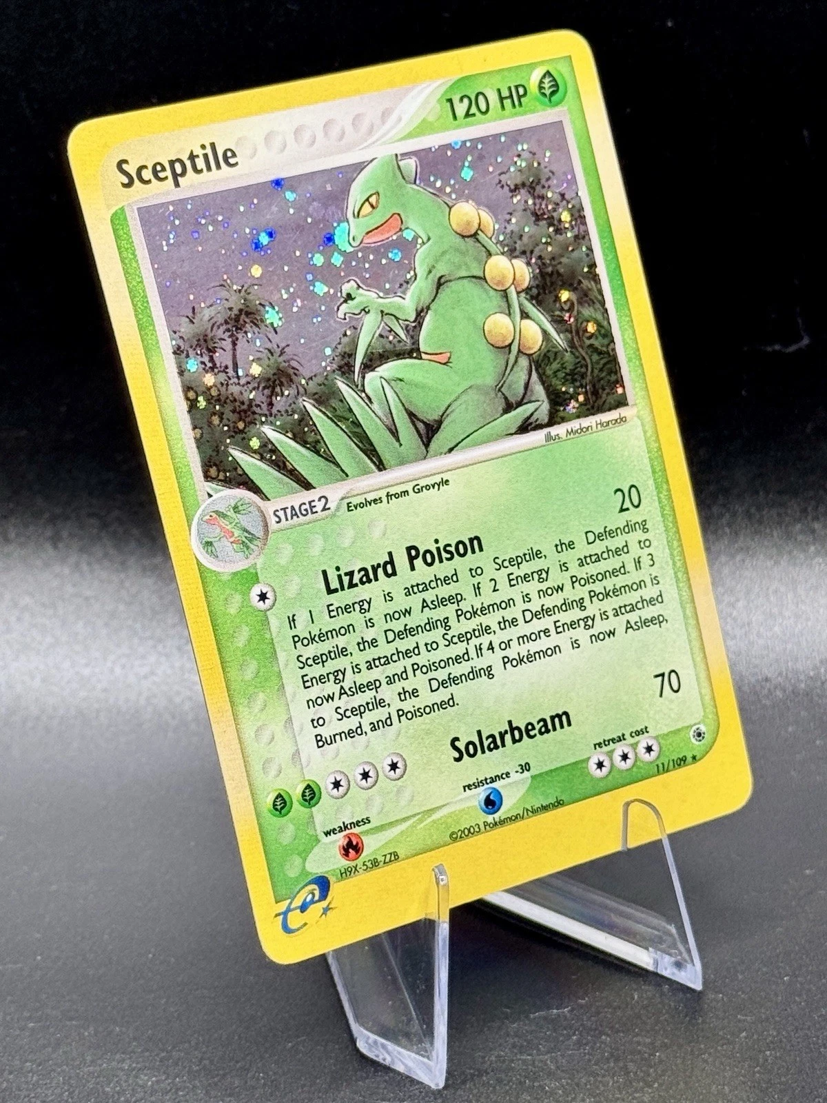 Sceptile 11/109 Holo Bleed Pokemon EX Ruby & Sapphire 2003 Vintage Swirl LP/MP