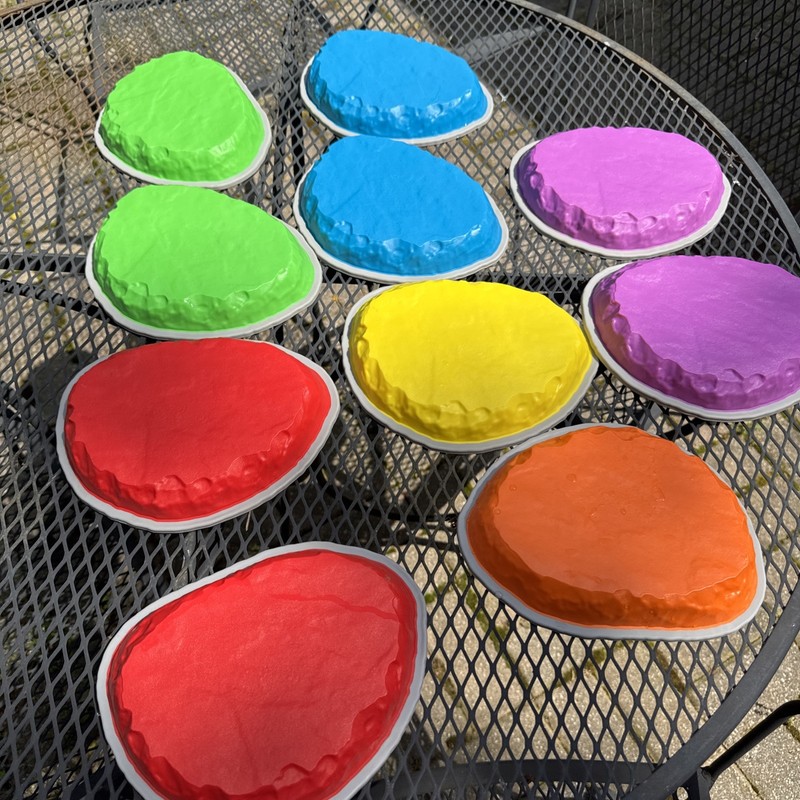 10 piece Blue Marble Balance Stepping Stones for Kids, Obstacle Course Stones