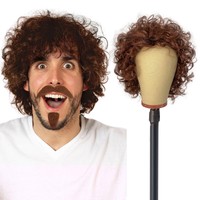 Braune Lockige PerüCke Herren Retro Afro PerüCke FüR 60Er 70Er 80Er Jahre Ko...