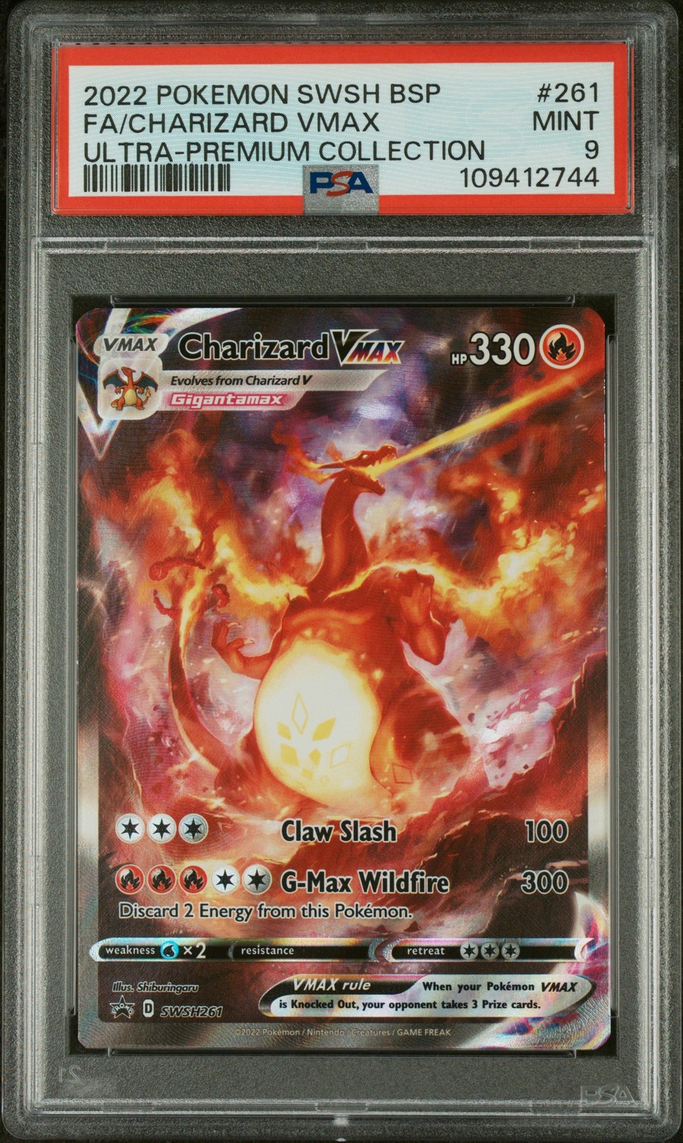 2022 POKEMON SWSH BLACK STAR PROMO #261 FULL ART/CHARIZARD VMAX PSA 9