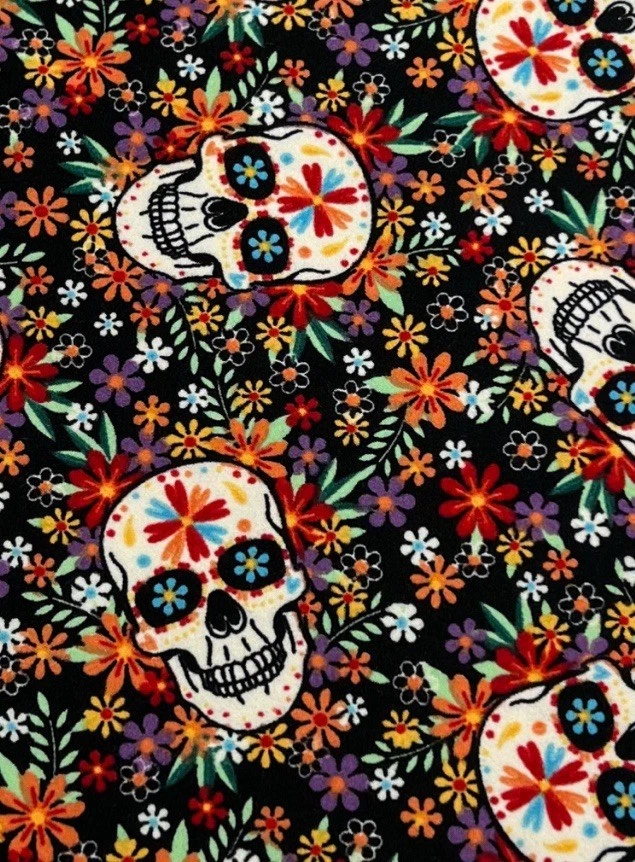 LuLaRoe Leggings TC Tall Curvy BLACK WHITE Sugar Skull WITCHFUL HALLOWEEN Flower - Image 3 of 4