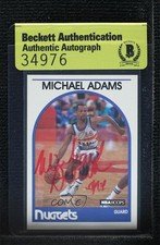 BAS 1989-90 NBA Hoops Michael Adams #52 Authentic Auto 3c7