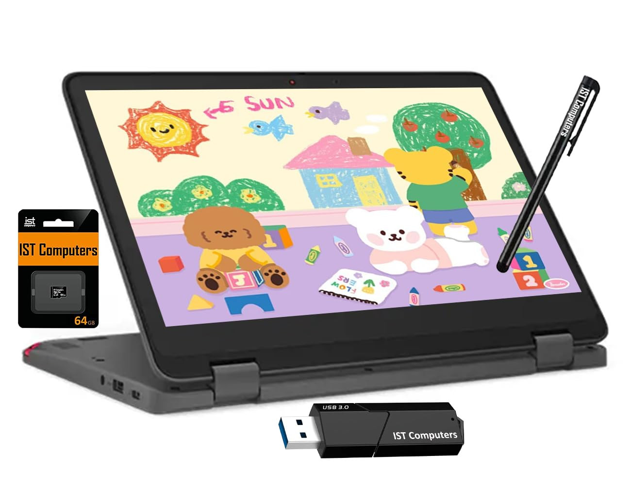 Lenovo Chromebook 300e Yoga 11.6 2-in-1 Touchscreen Laptop with 8-Core Kompanio 520 4G RAM-image