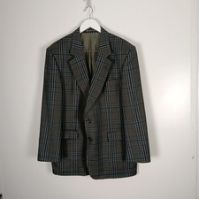 Vintage Daks Blazer Jacket Mens 44 R Blue Tweed Wool Houndstooth Hacking Country