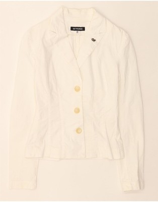 GF FERRE Damen 3 Knopf Blazer Jacke IT 42 Medium Weiß DU73