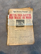 Vintage Moon Landing Newspaper July 21 1969 Apollo 11 Spacewalk Historic USA