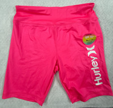Hurley Girls XL 13-14 Years Pink High Rise Swim Shorts UPF 50 NWT