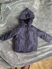 Black Dinosaur Hooded Puffer Jacket Plush Lined Zip Unisex 12-18 Months